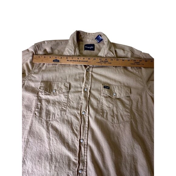 VTG Wrangler Mens XL bottlebrush distressed Pearl Snap Button-Up Shirt  chore - Picture 6 of 16